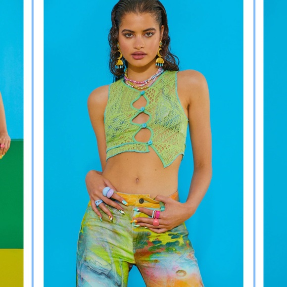 JADED LONDON GREEN KNIT TOP - NWT - Picture 1 of 7